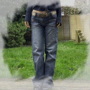 low rise cotton wide leg jeans